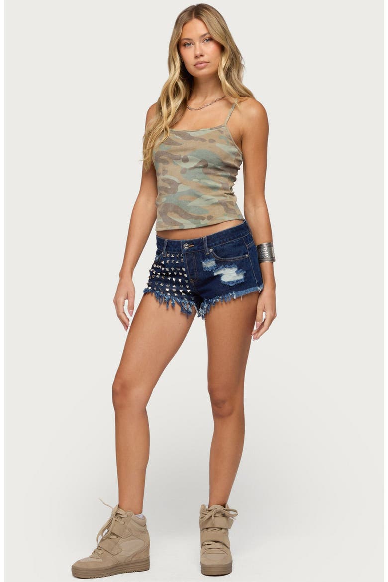 Ciellah Camouflage Print Stretch Cotton Crop Camisole, Alternate, color, SAGE