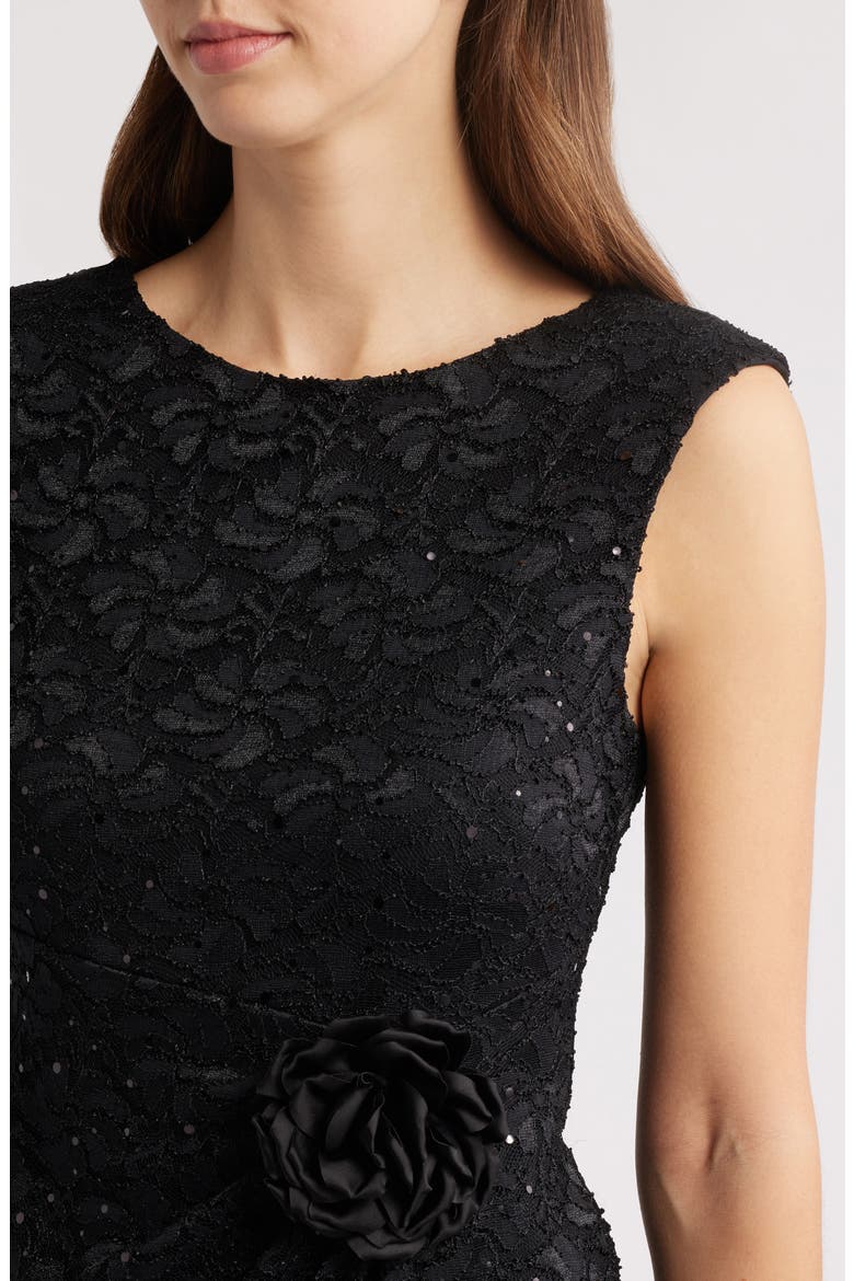 Sequin Lace Sheath Cocktail Dress, Alternate, color, BLACK