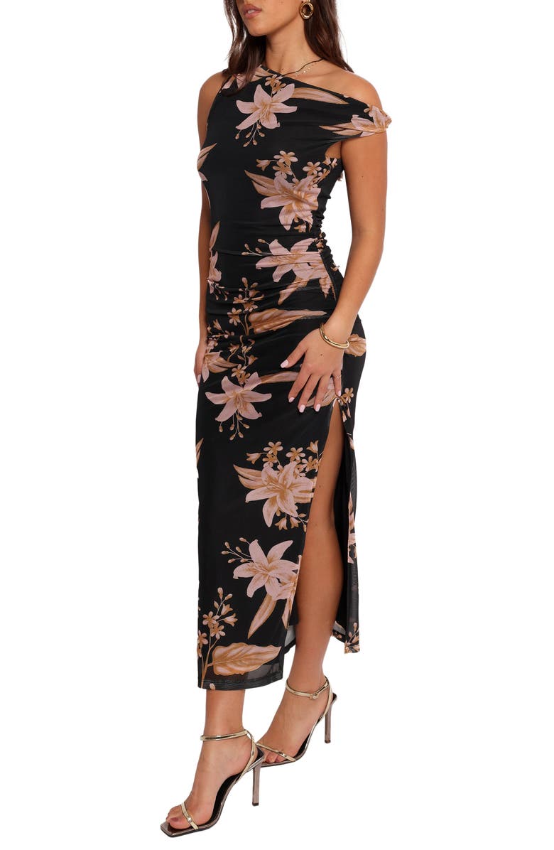 Petal & Pup Arabelle One-Shoulder Maxi Dress, Alternate, color, Black/ Peach
