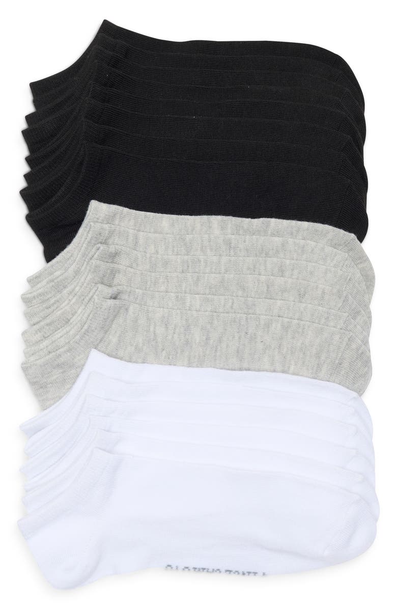 Vince Camuto Missy Basic Assorted 10-Pack Ankle Socks, Main, color, Black White Grey