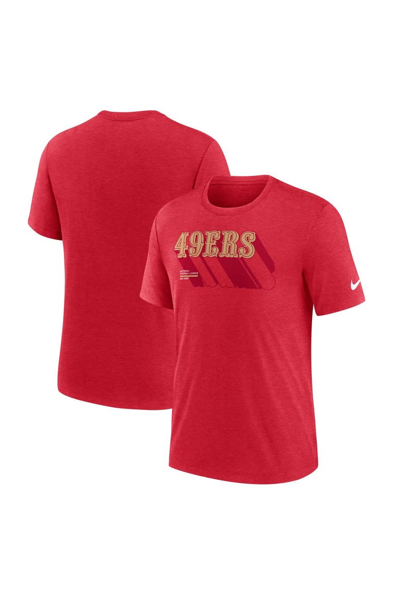 Men's Nike Heather Scarlet San Francisco 49ers Long Pass Tri-Blend T-Shirt, Alternate, color, Scarlet