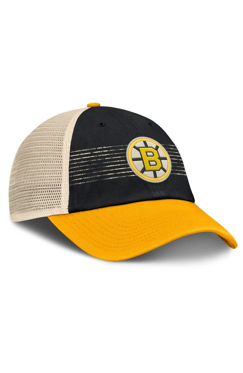 FANATICS Men's Fanatics Black/Gold Boston Bruins Heritage Breakaway Trucker Adjustable Hat, Alternate, color, 
