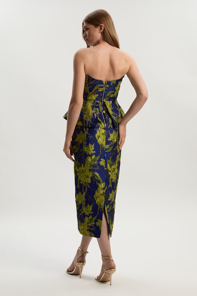 Petite Floral Jacquard Midi Pencil Dress (Women) | Nordstrom