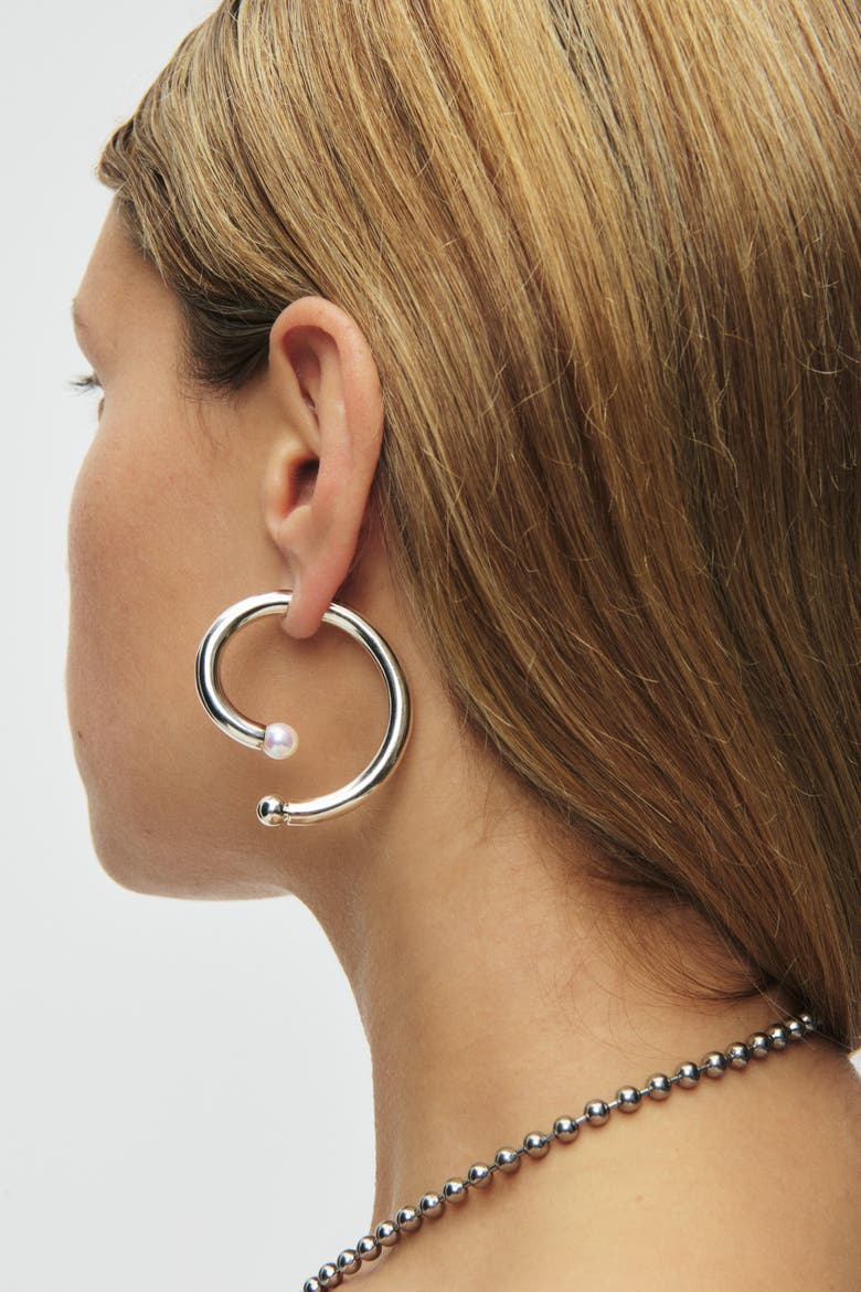 Swirl Pearl Earrings, Alternate, color, Silver