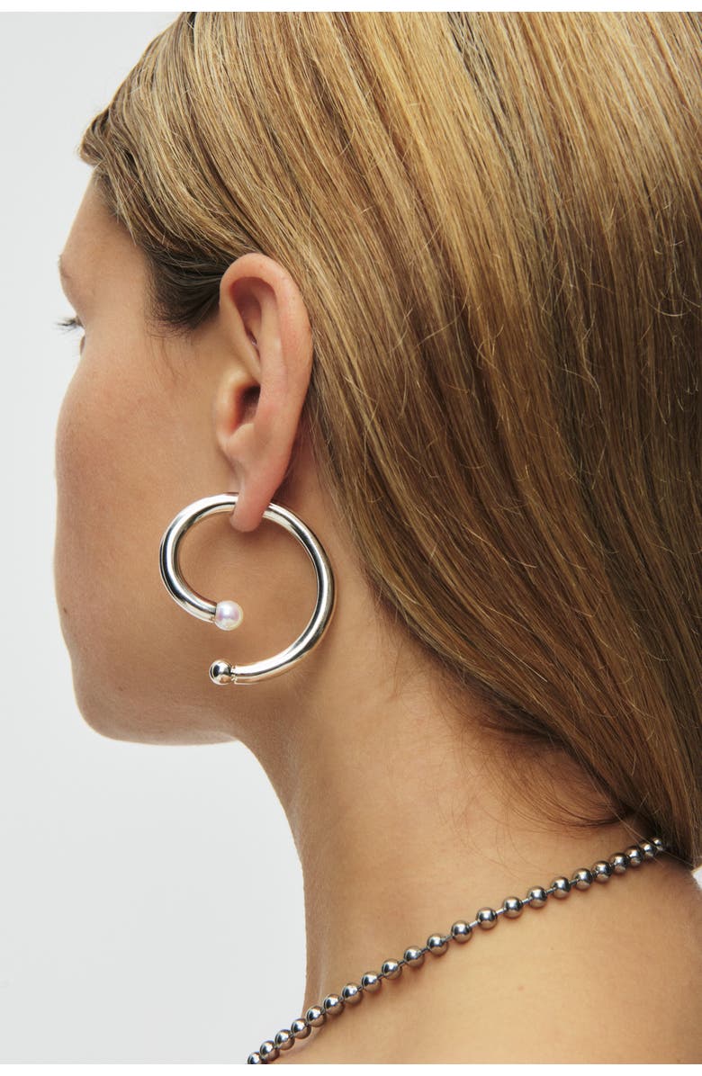 67jewelry Swirl Pearl Earrings, Alternate, color, Silver