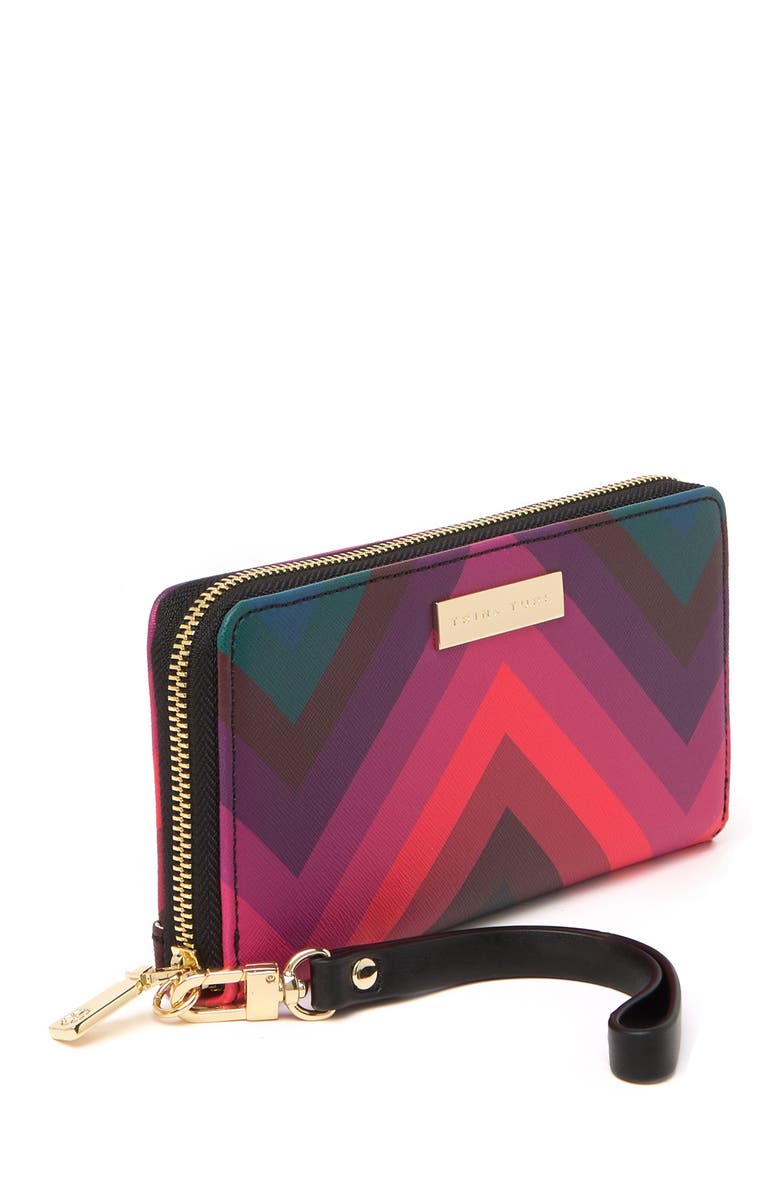 Trina Turk Chevron Zip-Around Wristlet Wallet, Alternate, color, 