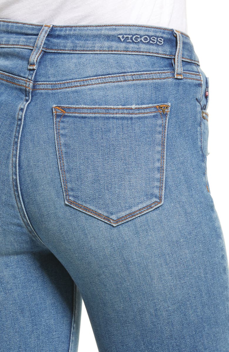 Vigoss Stevie Ripped High Waist Crop Straight Leg Jeans, Alternate, color,