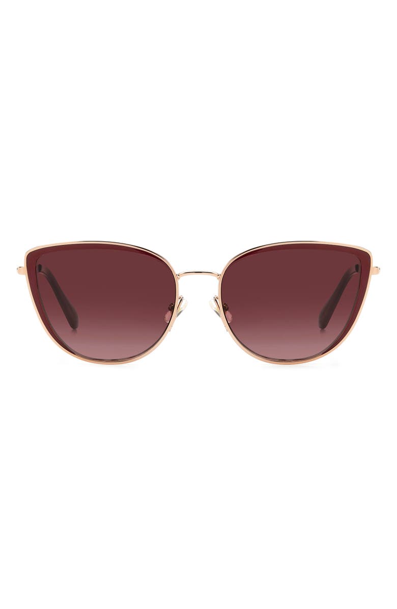 Kate Spade New York staci 56mm gradient cat eye sunglasses, Main, color, Red Gold / Burgundy Shaded