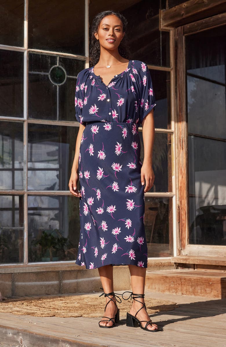 Karen Kane Daisy Print Bias Cut Midi Skirt, Alternate, color, 