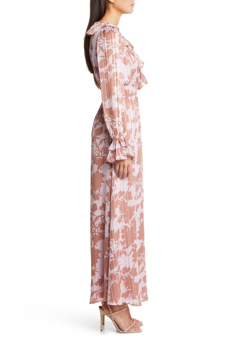 Exquisite Attention Floral Long Sleeve Maxi Dress, Alternate, color, LILAC FLORAL PRINT