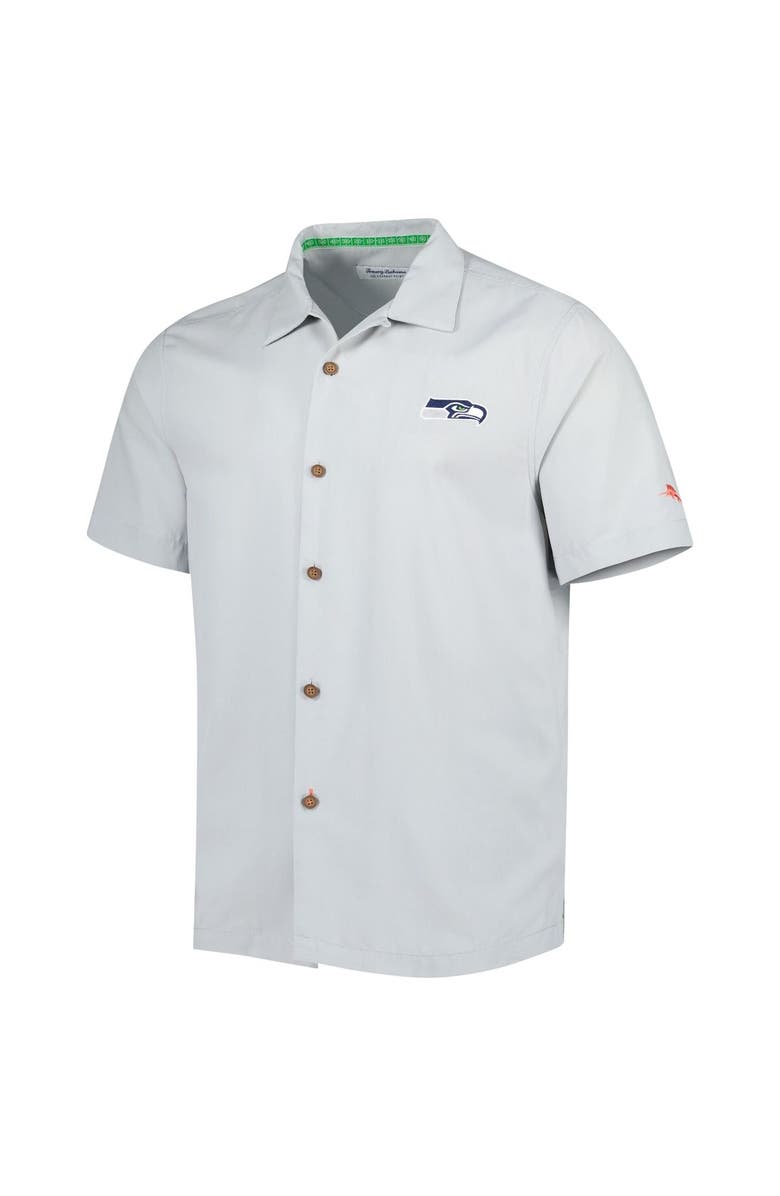 Tommy Bahama Men's Tommy Bahama Gray Seattle Seahawks Coconut Point Frondly Fan Camp IslandZone Button-Up Shirt, Alternate, color, 