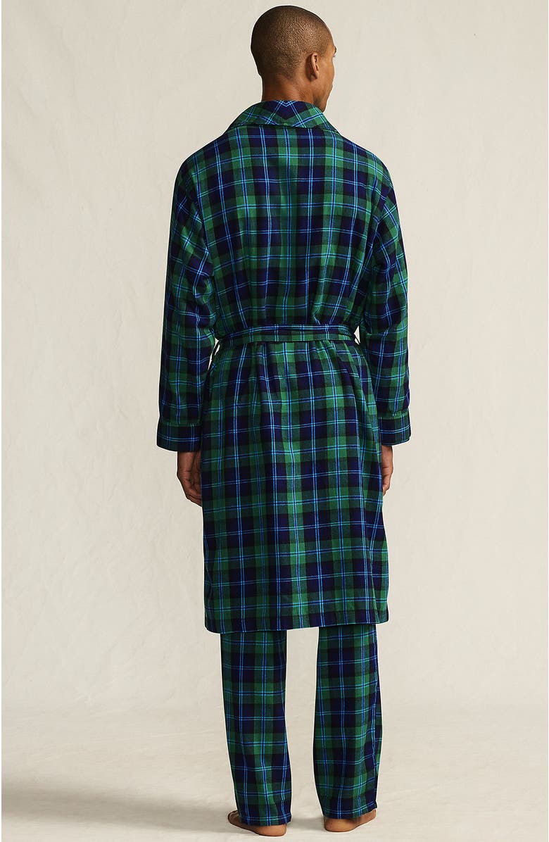 Lands' End Flannel 3 Piece Pajama Set, Alternate, color, Light Emerald Blackwatch