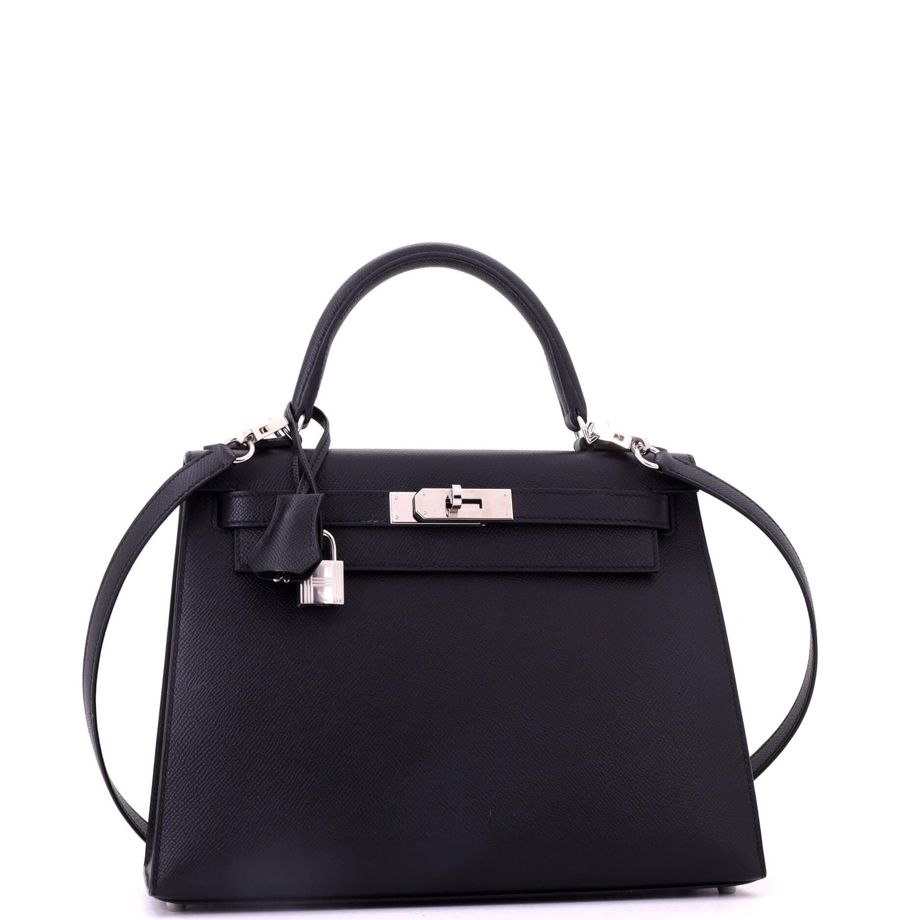 Pre-Owned Hermes Kelly Handbag Black Epsom with Palladium Hardware 28, Alternate, color, Noir