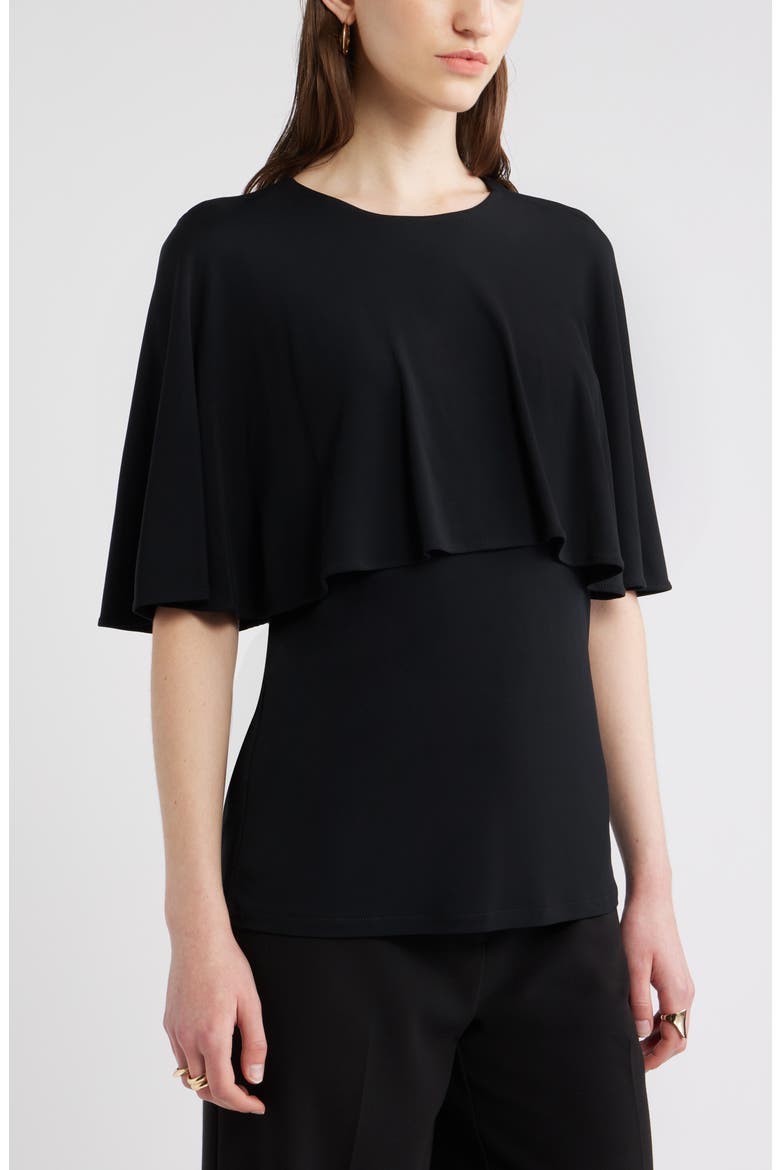 Knit Capelet Top, Alternate, color, BLACK