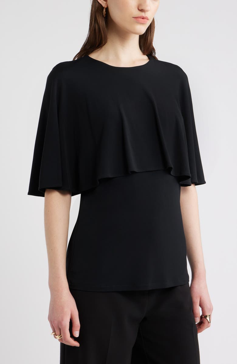 Nordstrom Knit Capelet Top, Alternate, color, Black