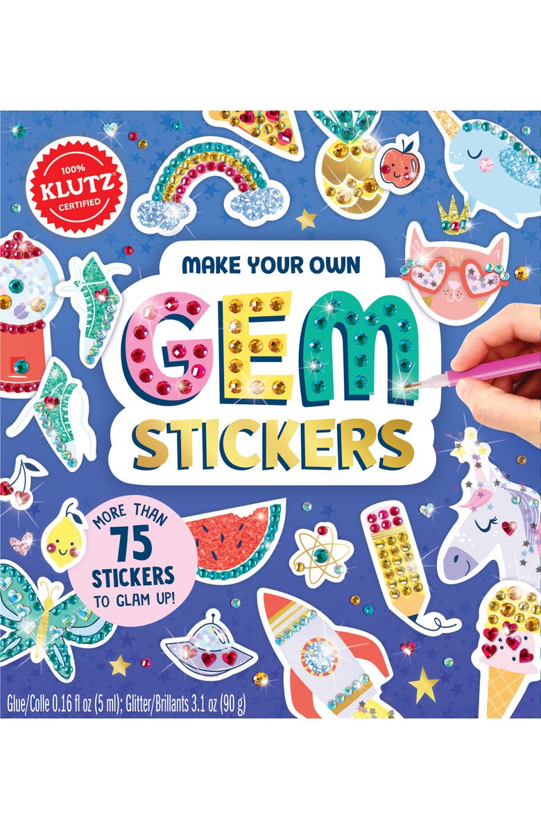 Klutz Make Your Own Gem Stickers Craft Kit, Main, color, 