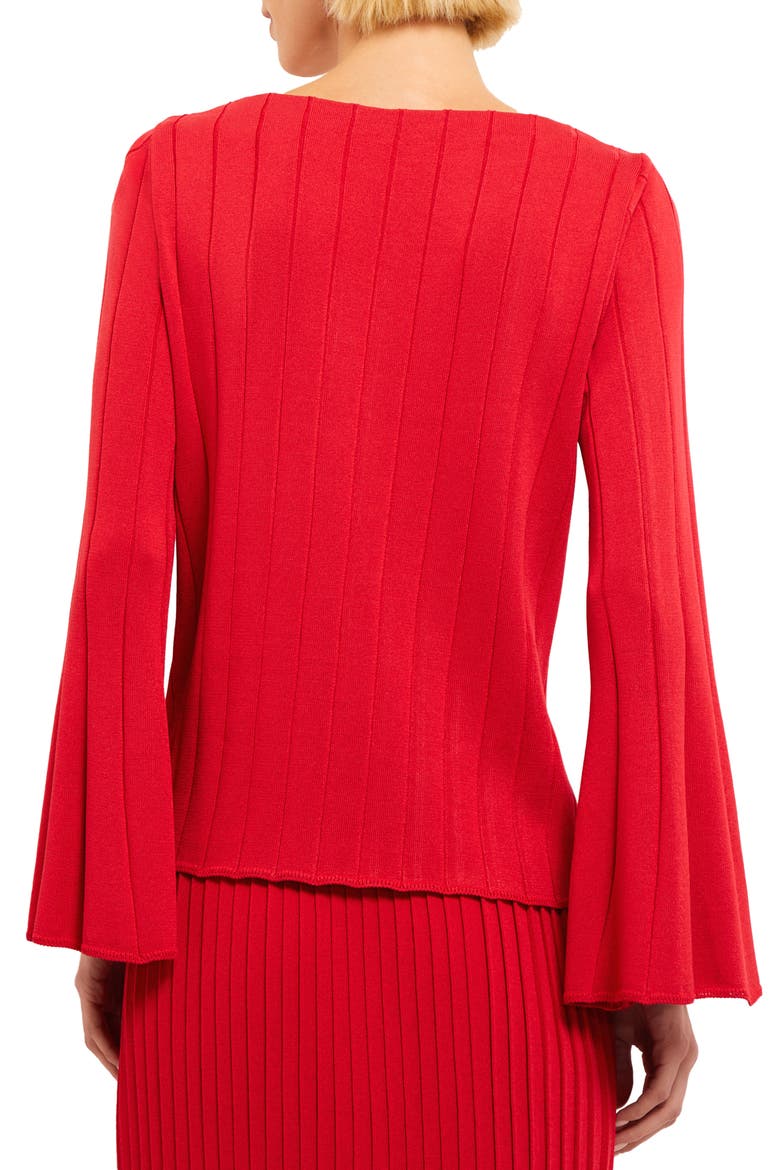 Rib Bell Sleeve Sweater, Alternate, color, SUNSET RED