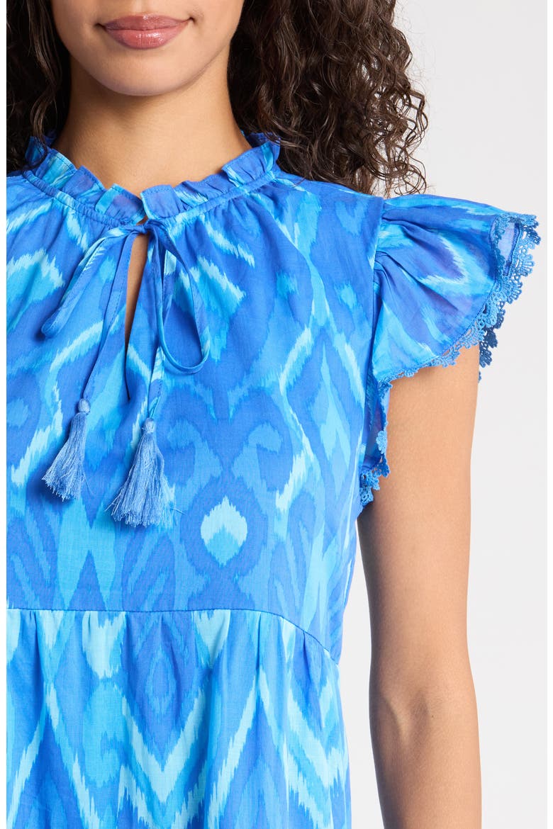Carys Print Ruffle Minidress, Alternate, color, BLUES-MULTI