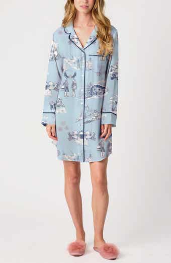 Katie Kime Apres Ski Toile Cotton Blend Sleep Shirt