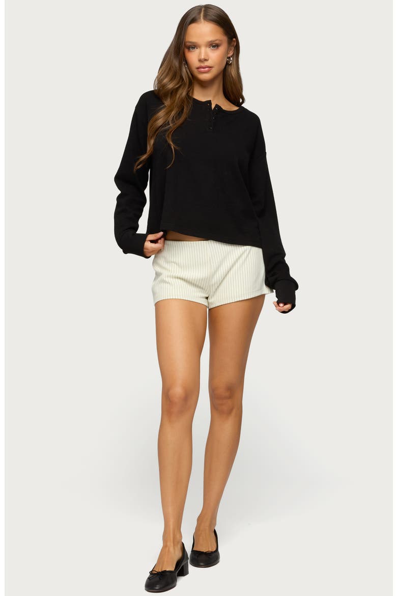 Deni Waffle Knit Henley, Alternate, color, BLACK