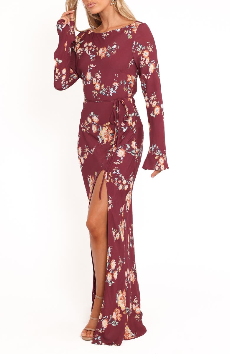 Petal & Pup Alima Floral Long Sleeve Maxi Dress, Alternate, color, Berry Floral