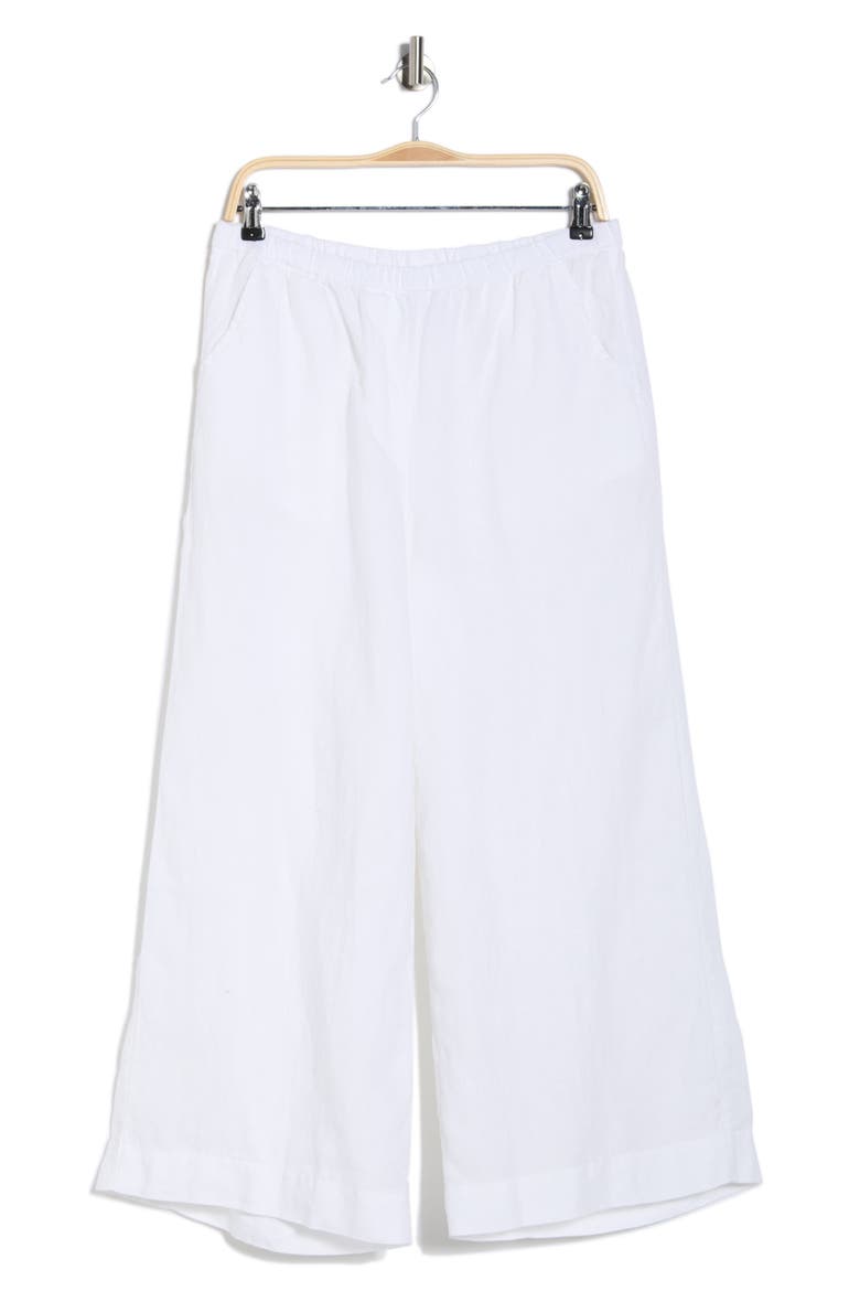 Pull-On Wide Leg Cotton Pants, Alternate, color, WHITE