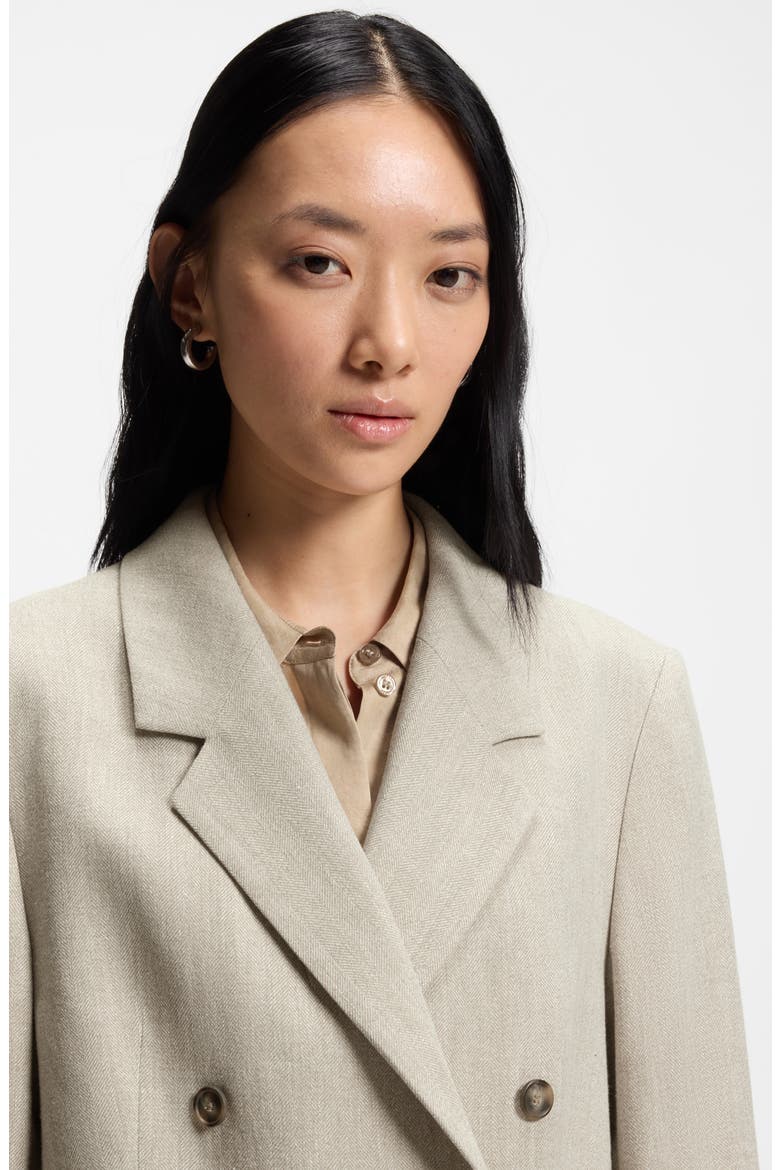 Jojeka1 Double Breasted Linen Blend Crop Blazer, Alternate, color, HERRINGBONE LINEN