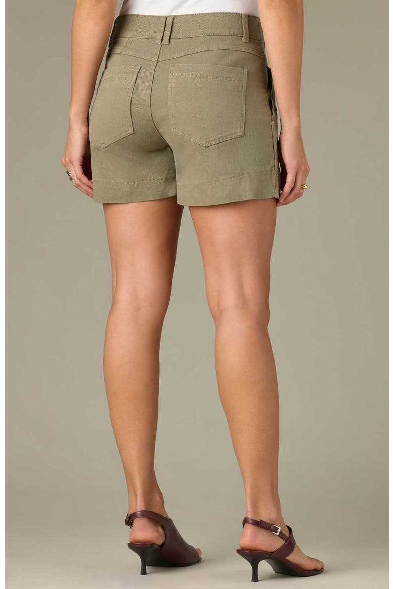 V-Yoke High Waist Twill Shorts, Alternate, color, BASIL