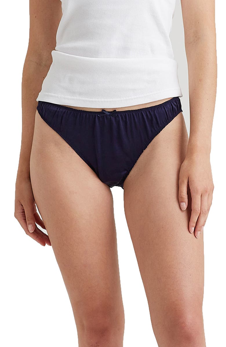 Papinelle Audrey Washable Silk Briefs, Main, color, Navy