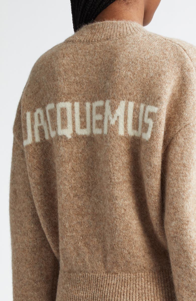 Jacquemus La Maille Logo Jacquard Alpaca & Merino Wool Blend Sweater, Alternate, color, Beige