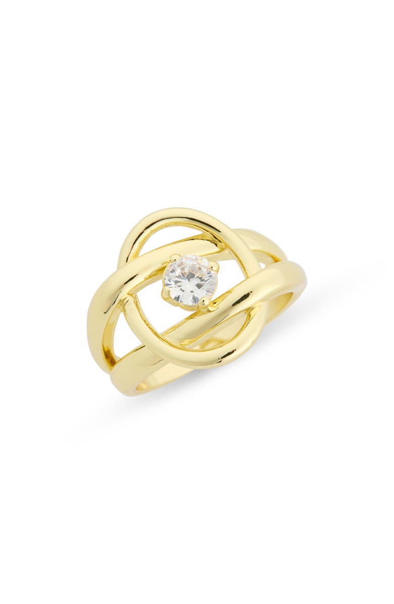 Covet Trendy Oval Stone Ring, Main, color, Clear / Gold