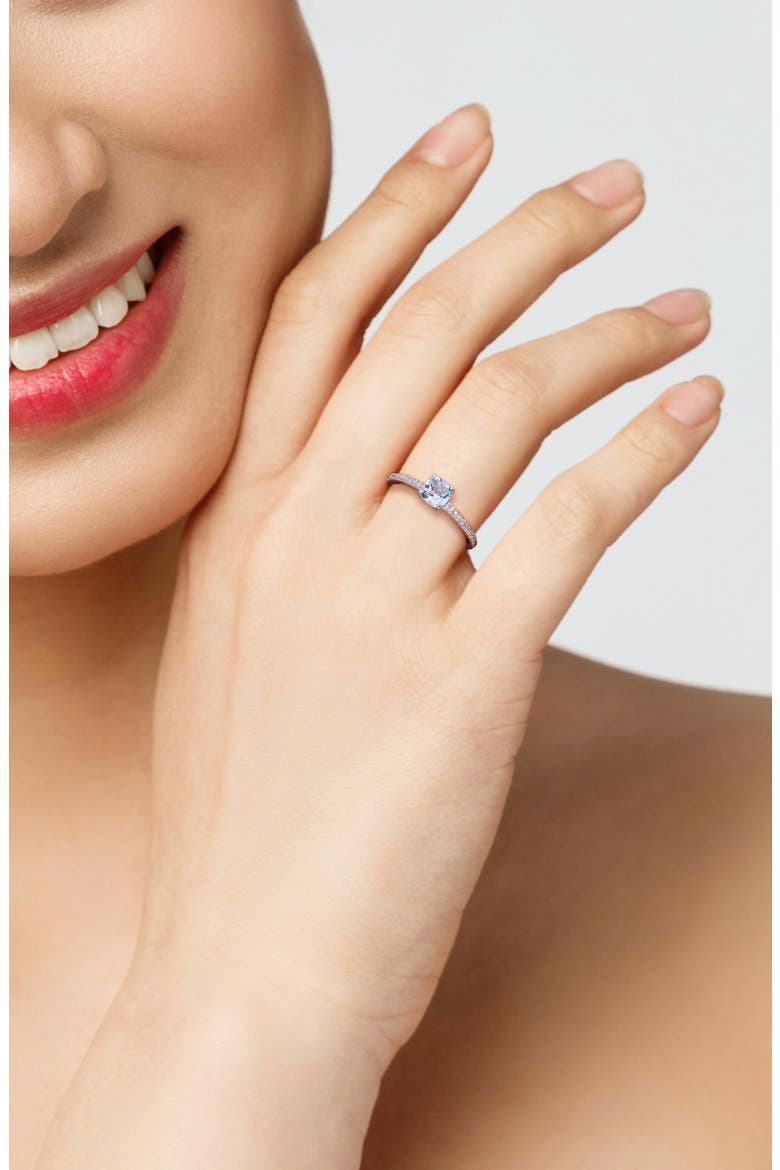 Cushion-Cut Sky Blue Topaz & Diamond Ring, Alternate, color, BLUE