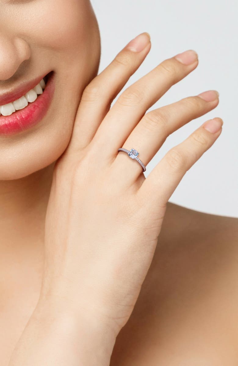 DELMAR Cushion-Cut Sky Blue Topaz & Diamond Ring, Alternate, color, Blue