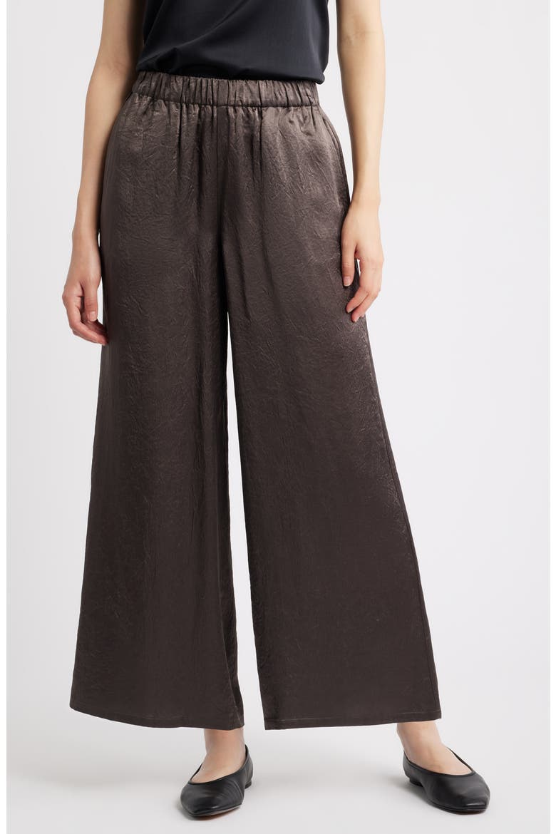 Crinkle Satin Wide Leg Ankle Pants, Main, color, RYE