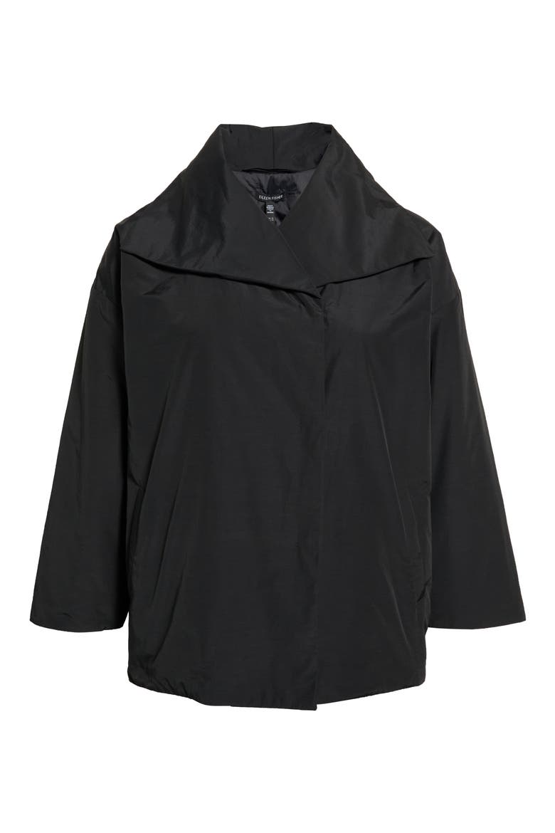 High Collar Short Padded Coat, Alternate, color, BLACK
