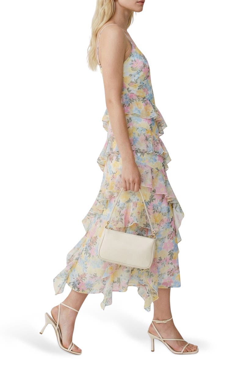 VERO MODA Smilla Ruffle Midi Dress, Alternate, color, Snow White Aopkamille