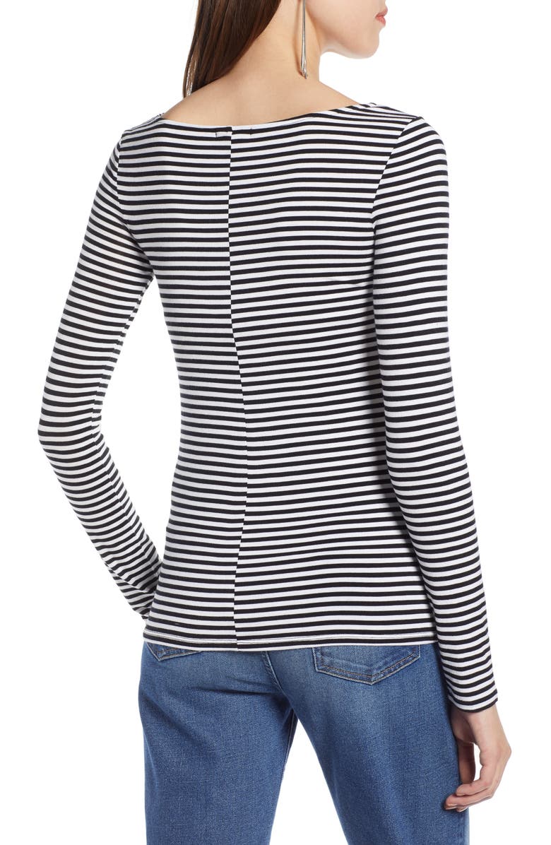Halogen<sup>®</sup> Ballet Neck Tee, Alternate, color, Black- White Stripe