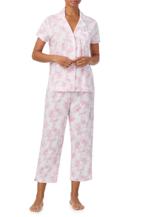 Short Sleeve Cotton Blend Crop Pajamas