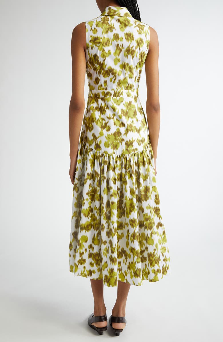 Michael Kors Collection Abstract Floral Print Drop Waist Shirtdress, Alternate, color, Moss/ Optic White