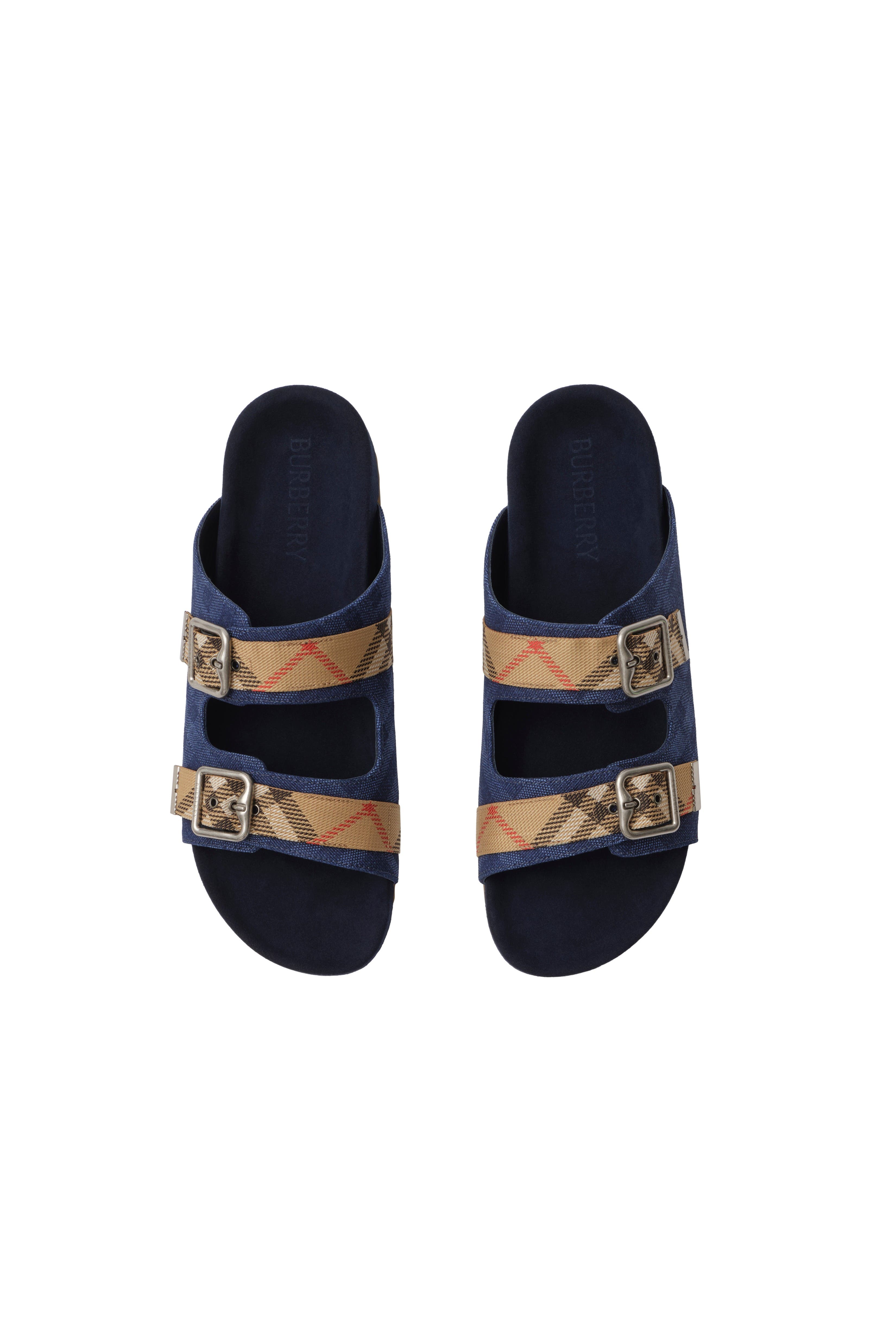 Check Suede Urchin Sandals, Alternate, color, Navy