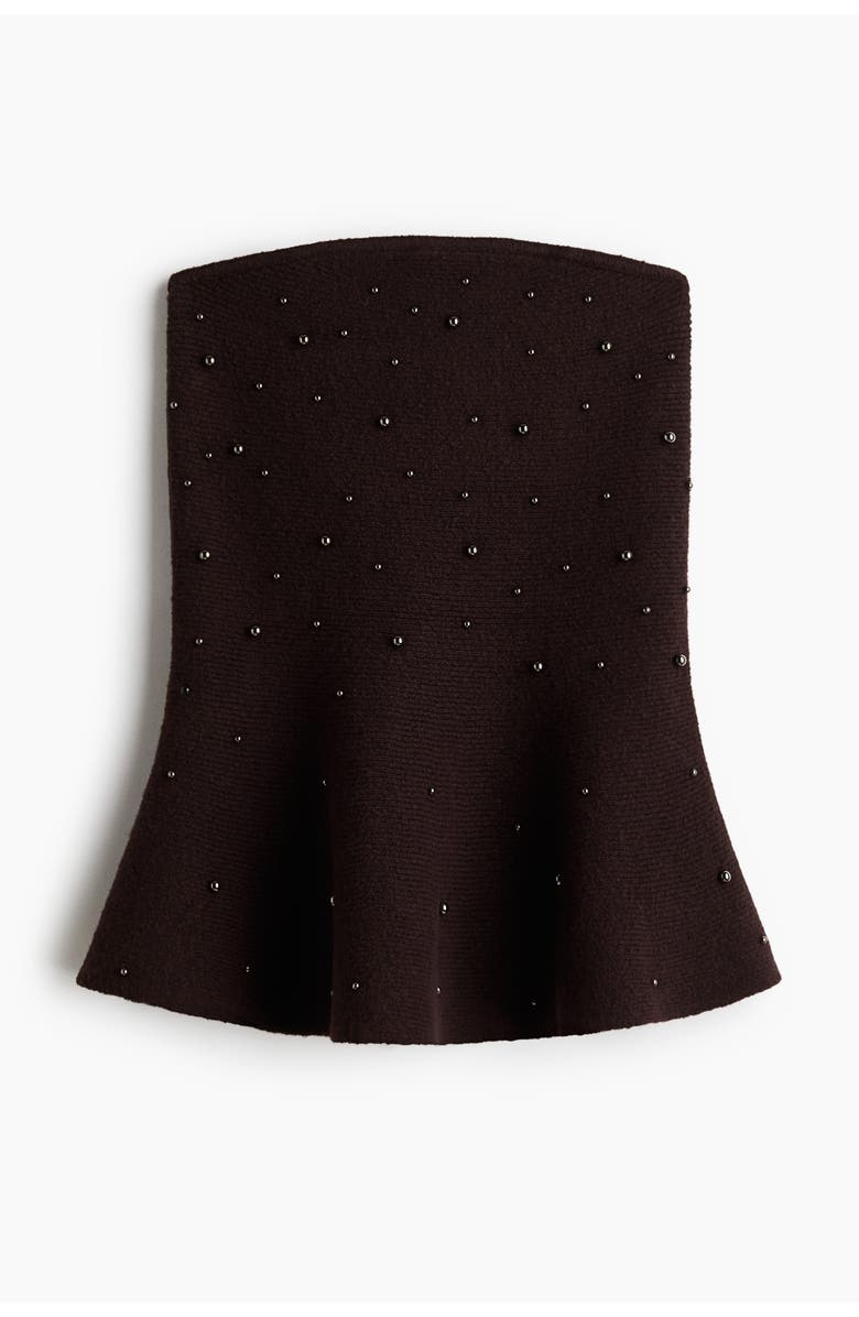 H&M Bead-embellished Bandeau Top, Main, color, Dark Plum Purple