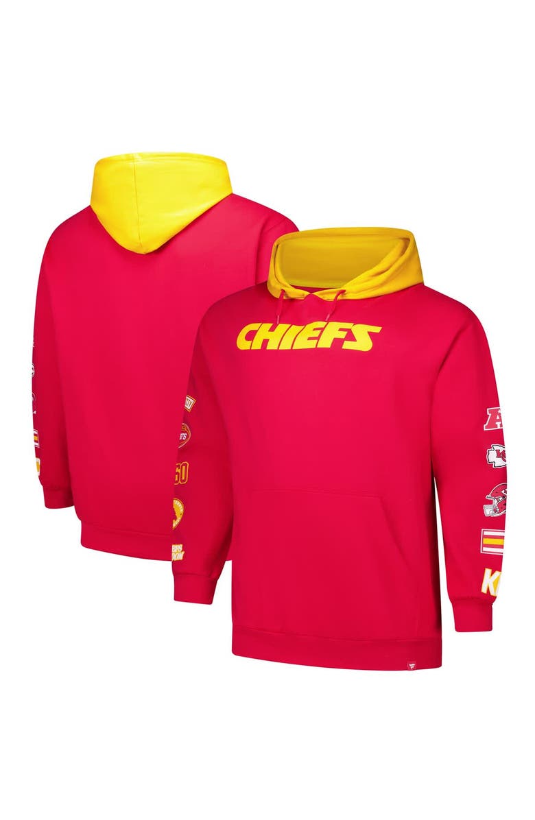 FANATICS Men's Fanatics Red Kansas City Chiefs Big & Tall Patched Out Pullover Hoodie, Main, color, Red