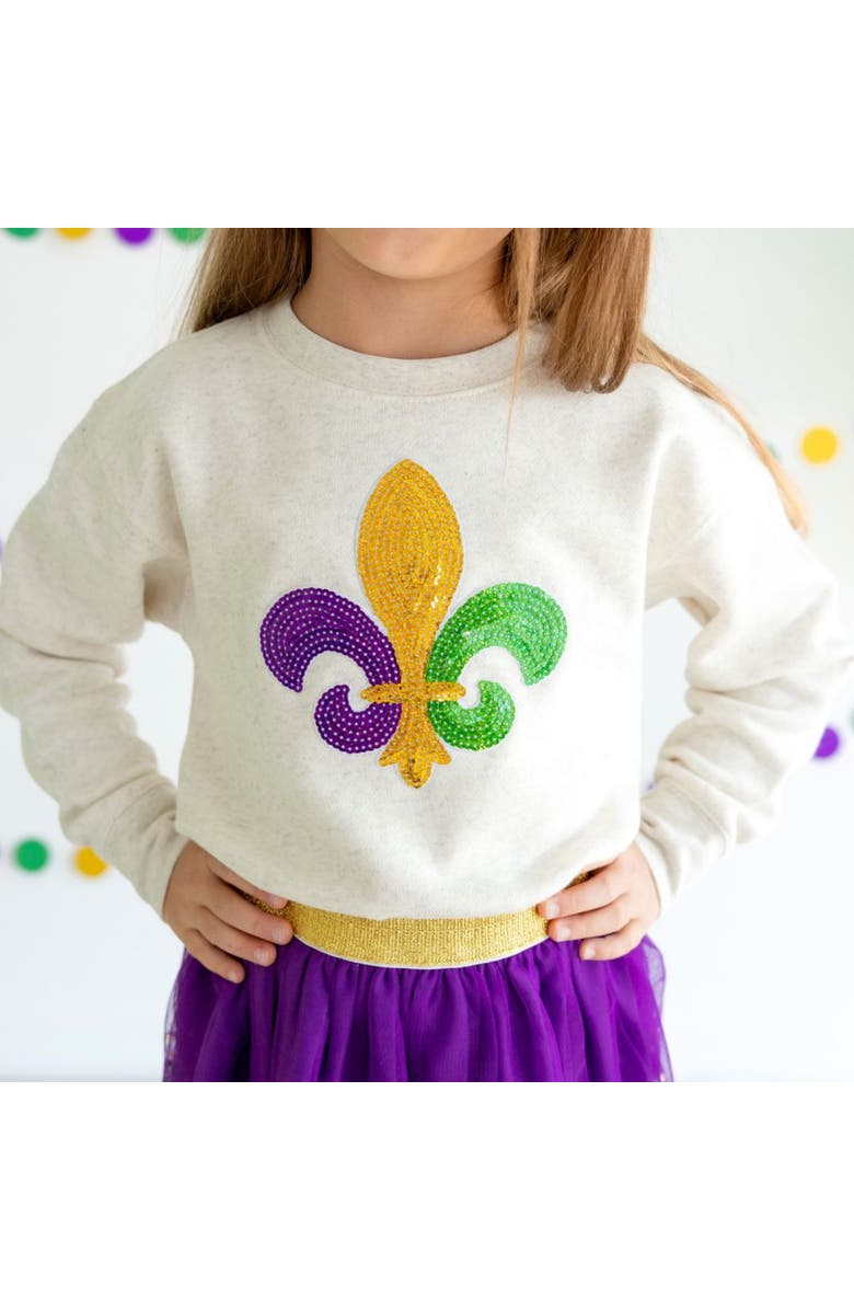 Sweet Wink Mardi Gras Fleur De Lis Patch Sweatshirt, Alternate, color,