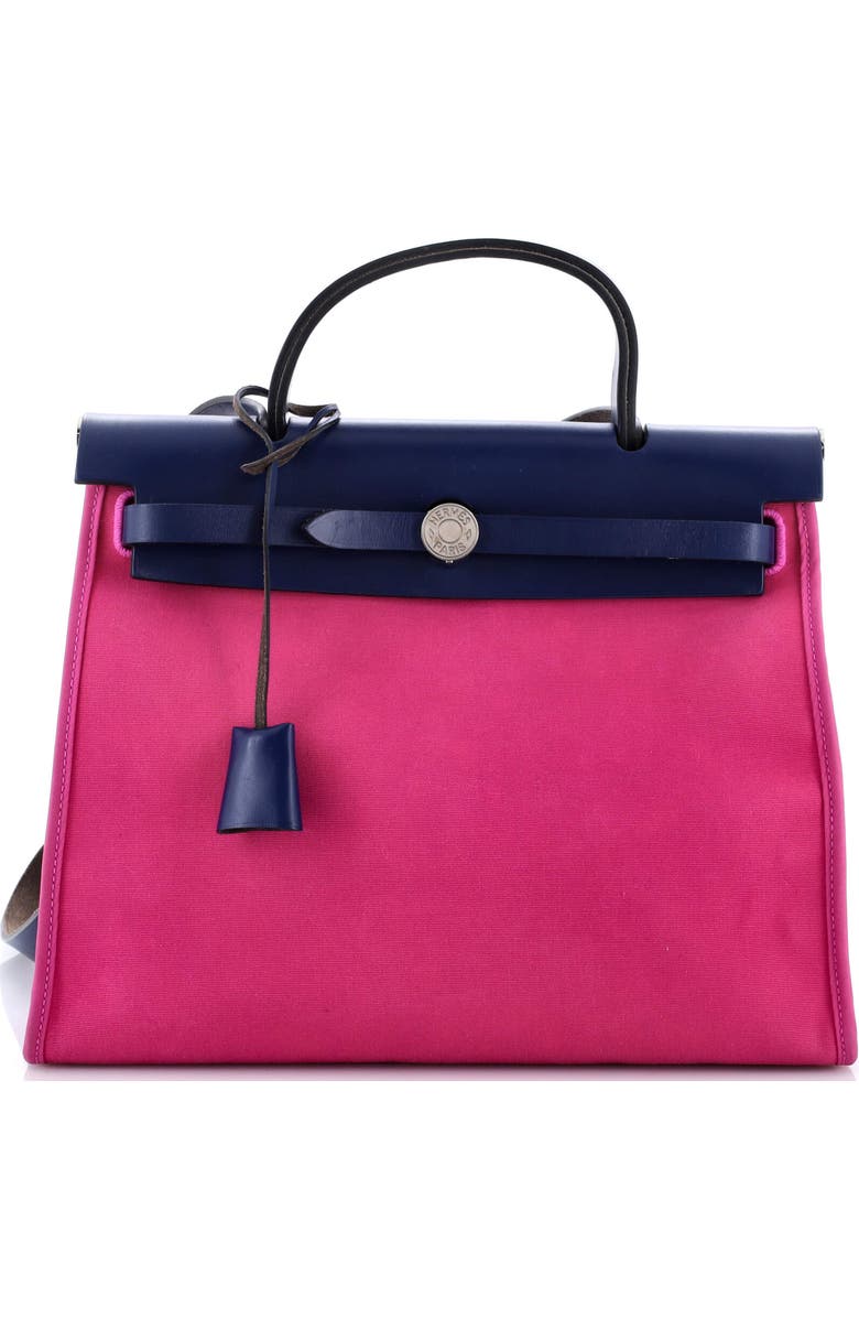Pre-Owned Hermes Herbag Zip Leather and Toile 31, Main, color, Magnolia