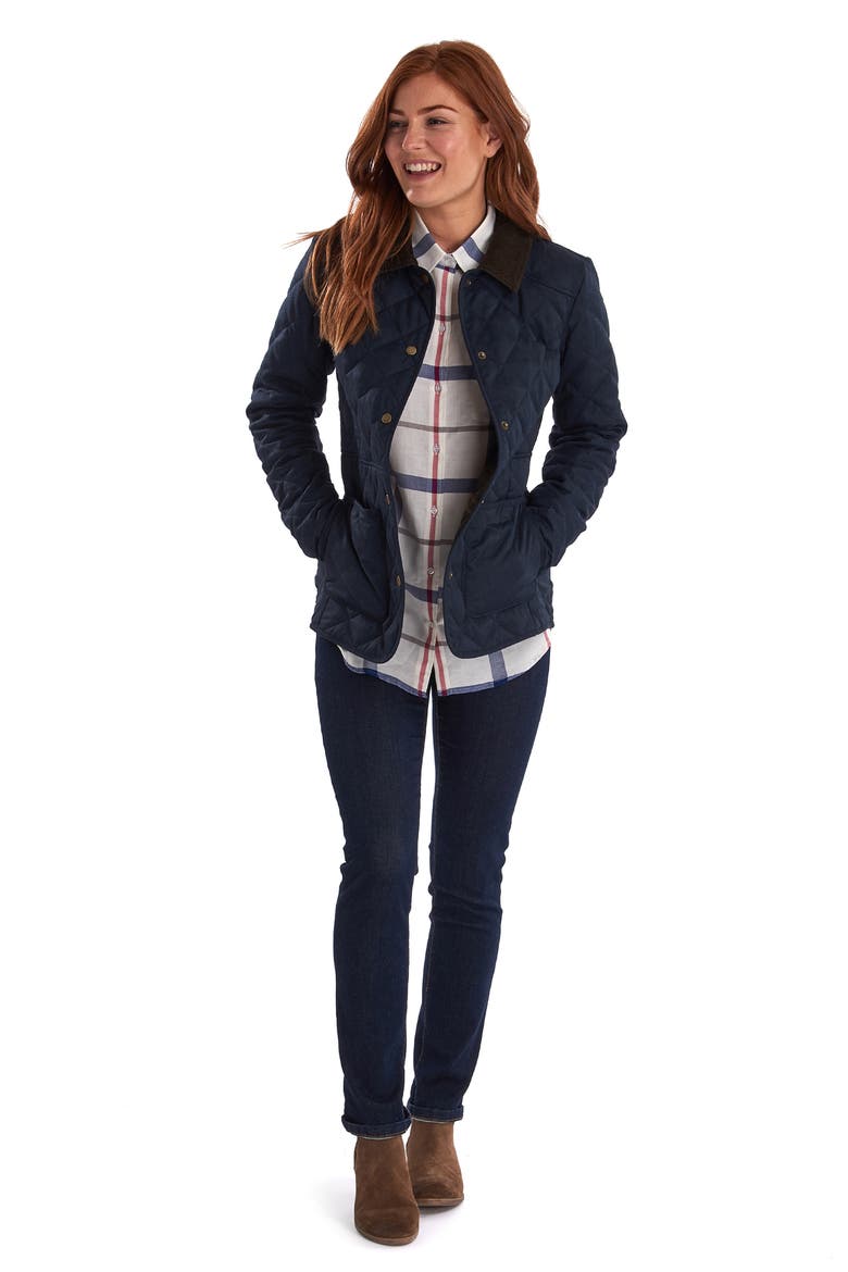 Helvellyn Quilted Jacket, Alternate, color, NAVY HERRINGBONE/ CLASSIC