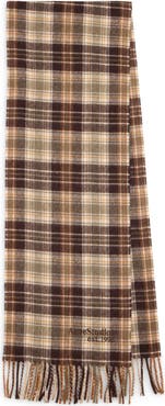 Acne Studios Canada Check Recycled Cashmere Blend Fringe Scarf