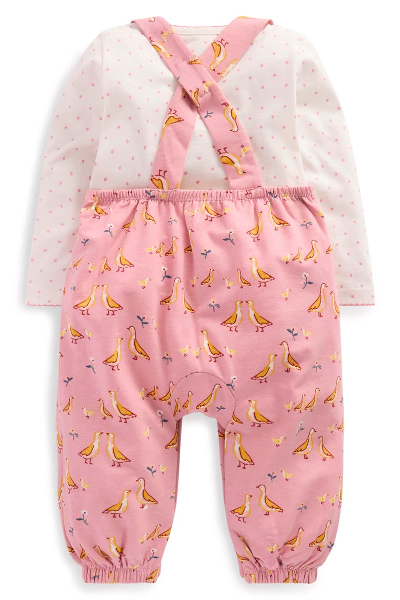 Long Sleeve Top & Stretch Cotton Overalls Set, Alternate, color, PINK DUCKS PRINT