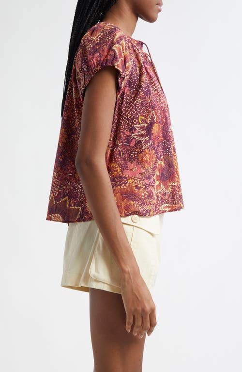 Ulla Johnson Issa Mixed Print Cotton Blend Top In Odessa