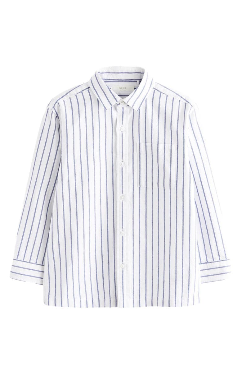 NEXT Kids' Stripe Cotton Oxford Button-Up Shirt, Main, color, Blue
