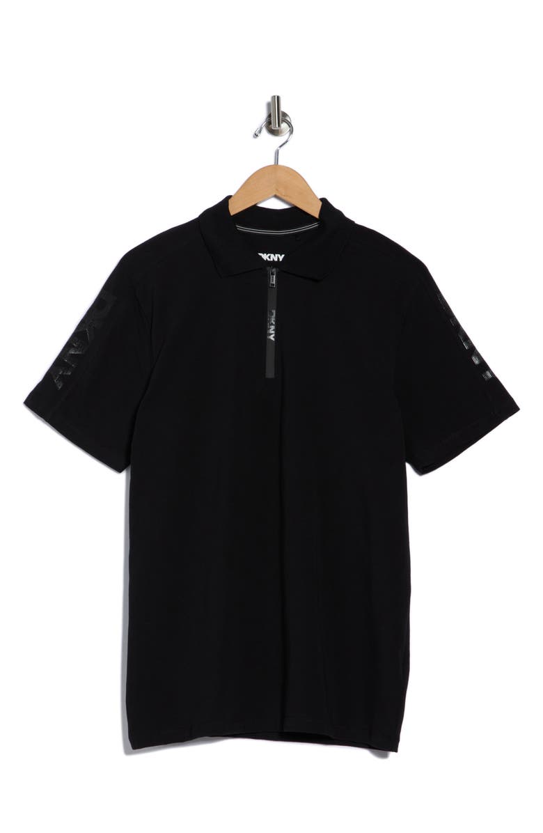 DKNY SPORTSWEAR Zach Stretch Cotton Quarter Zip Polo, Alternate, color, Black